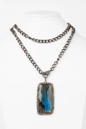 Pave Diamond, Labradorite Necklace