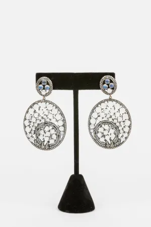 Pave Diamond, Moonstone Earrings