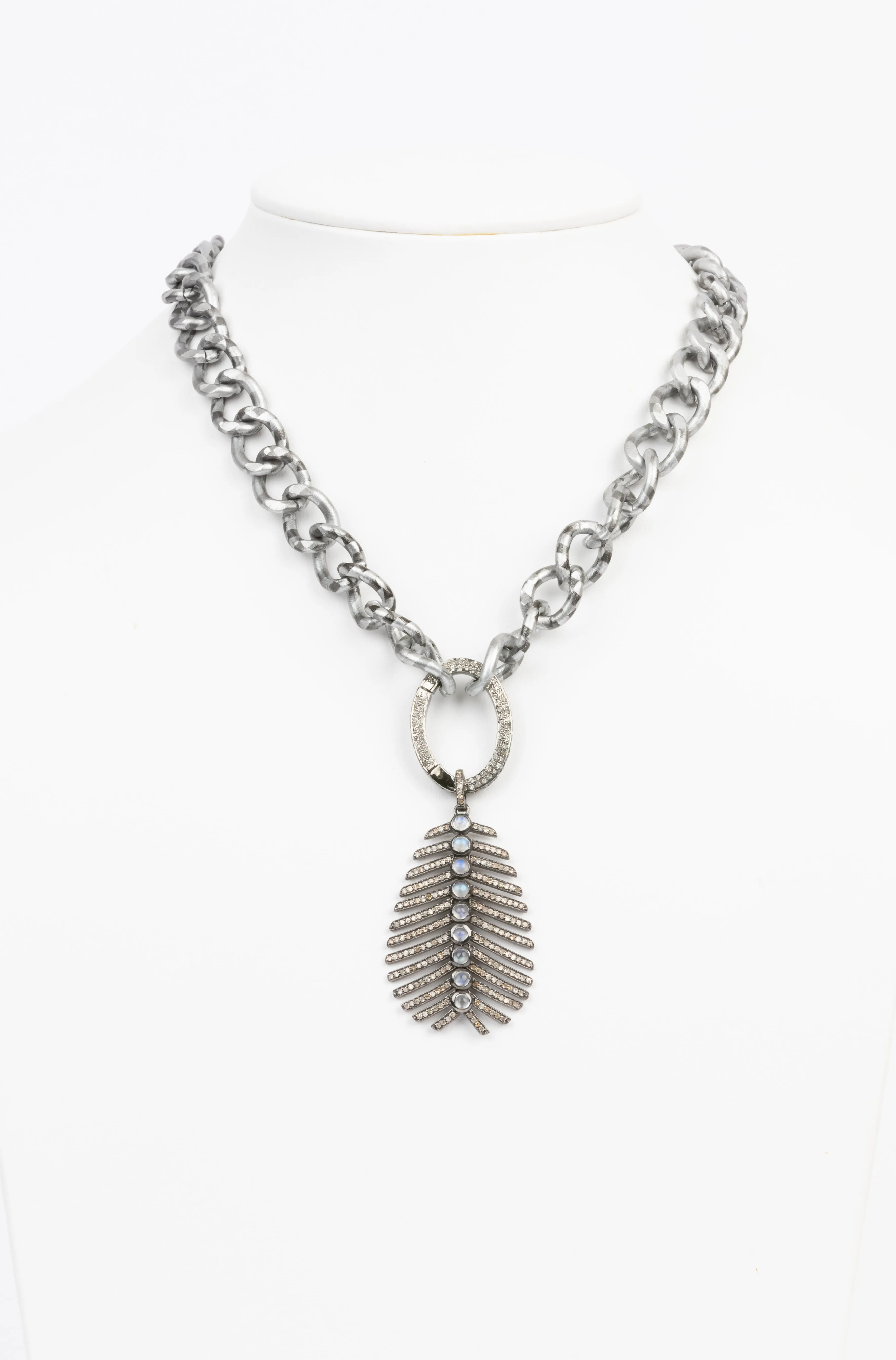 Pave Diamond, Moonstone Necklace