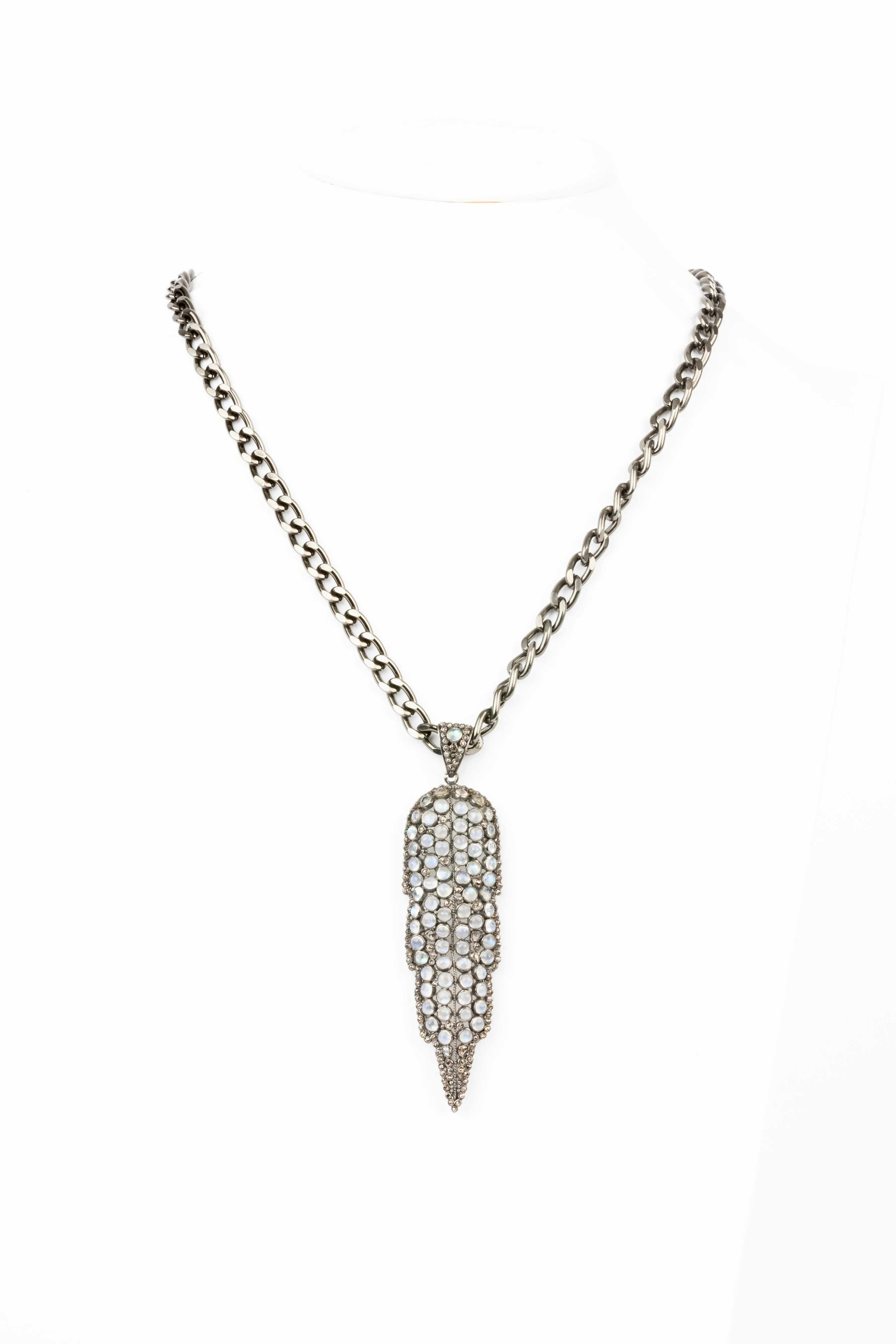 Pave Diamond ,Moonstone Necklace