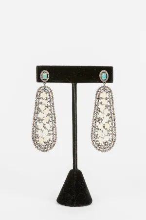 Pave Diamond, Opal Earrings