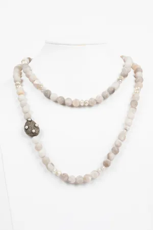 Pave Diamond, Pearl, Agate Necklace