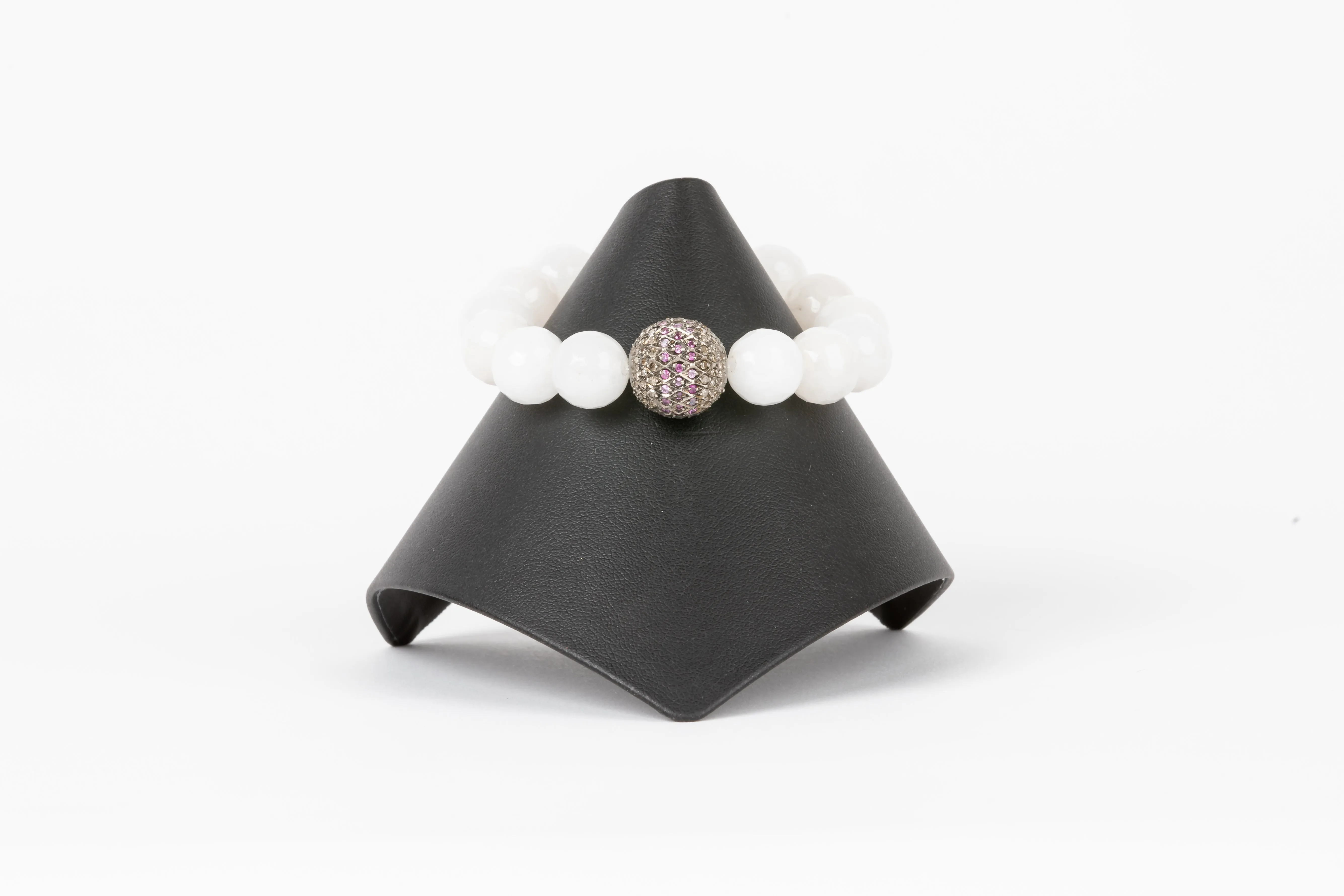 Pave Diamond, Ruby, Cloud Quartz Bracelet