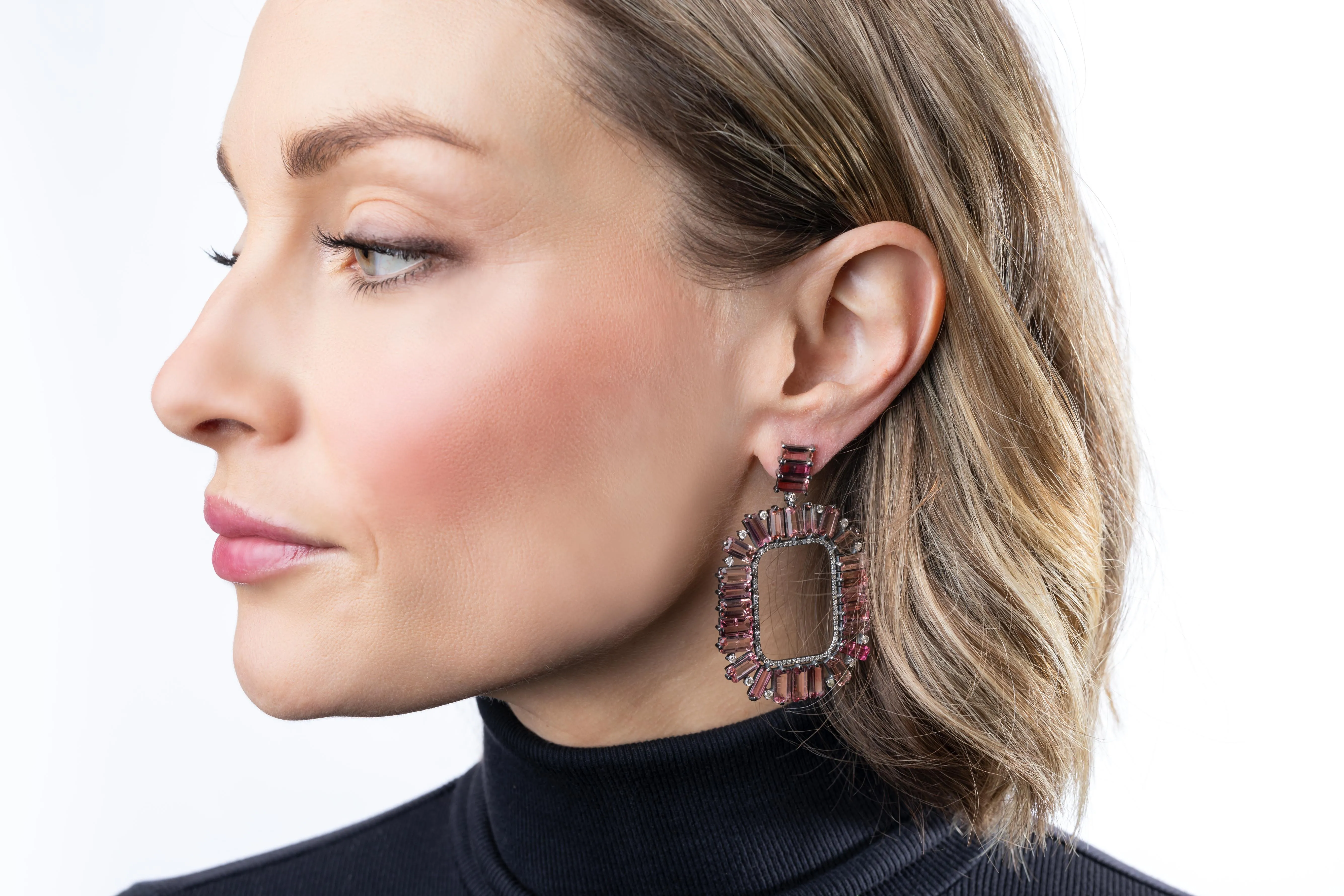 Pave Diamond, Tourmaline Earrings
