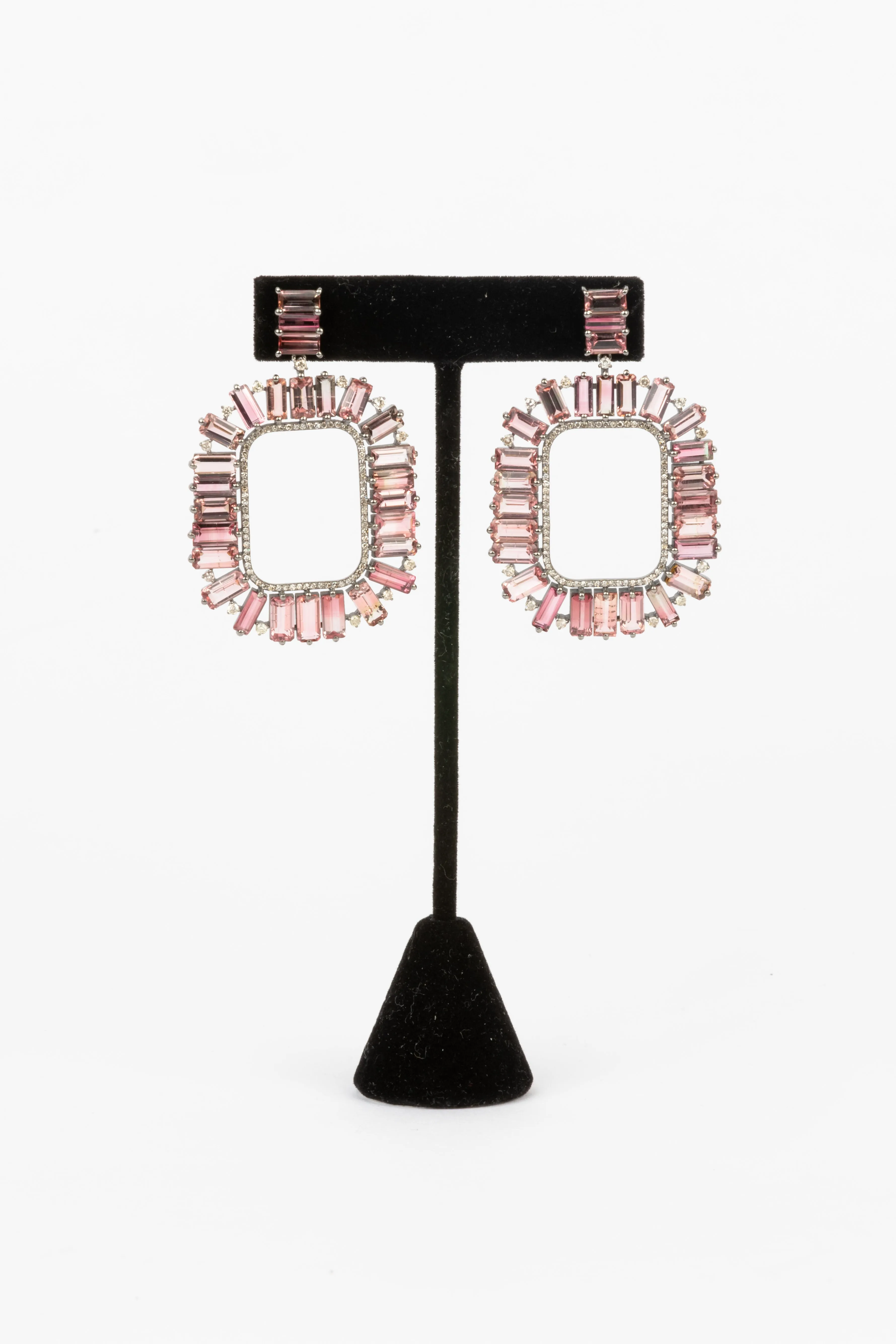 Pave Diamond, Tourmaline Earrings