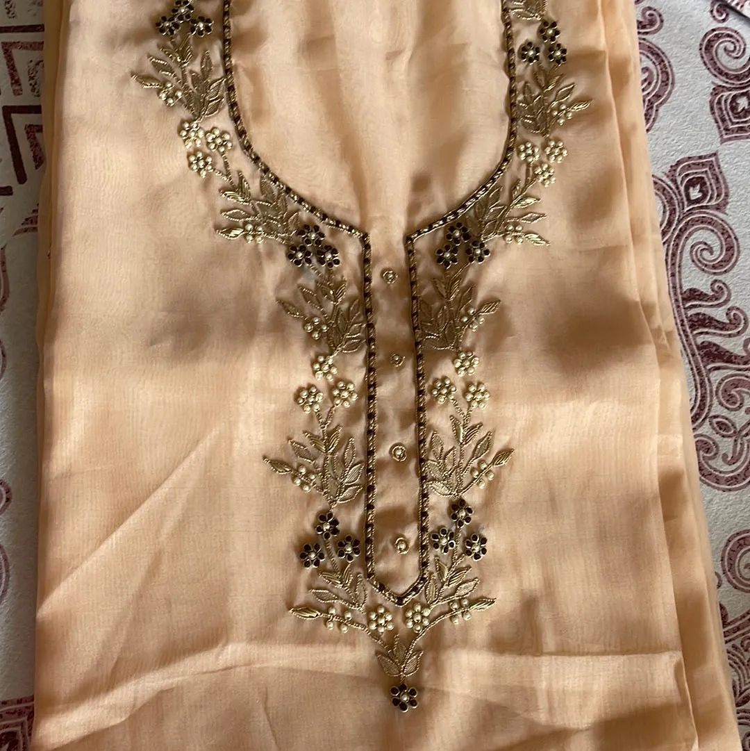 Peach Color Organza Kurti