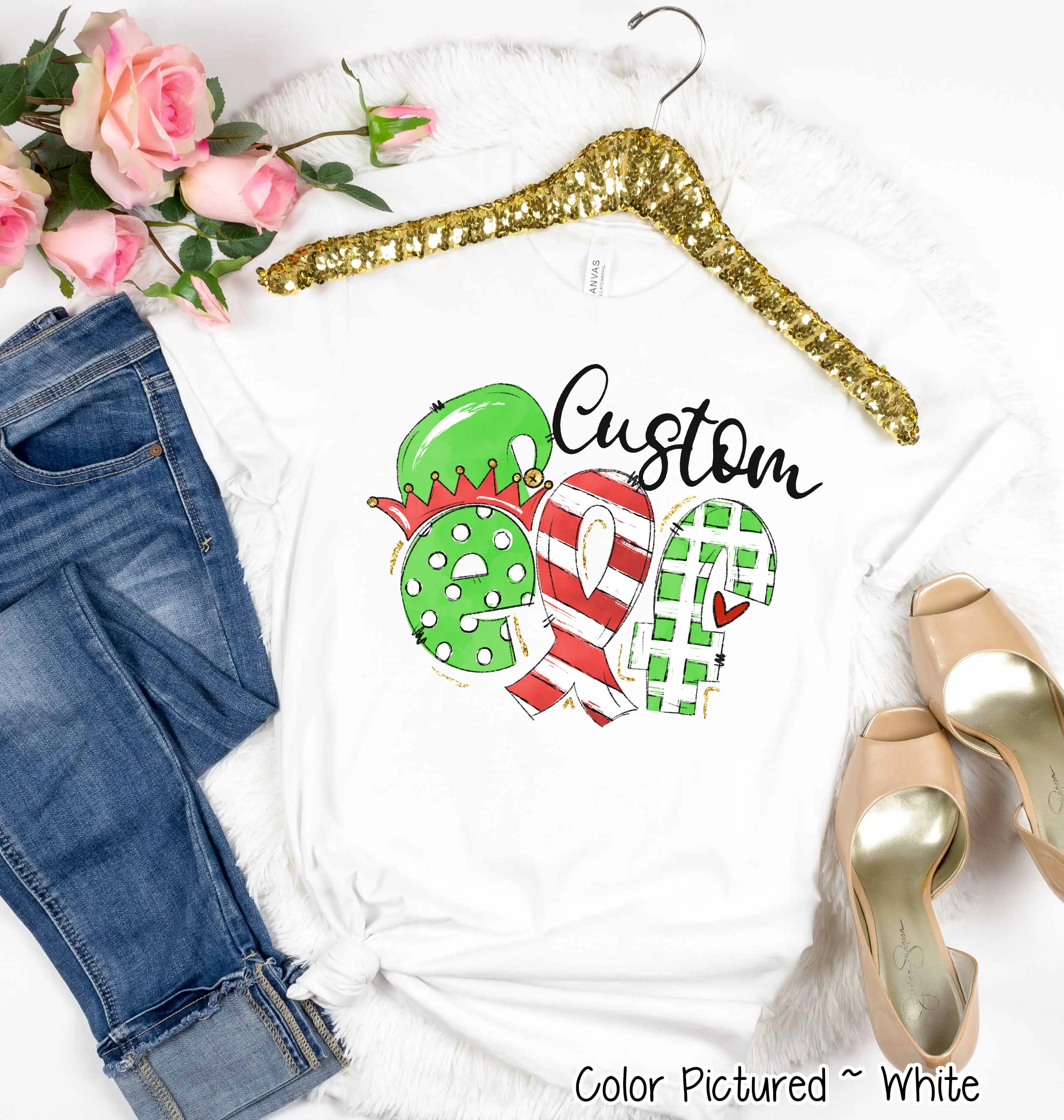 Personalized Family Matching Group Fancy Elf Christmas Tee