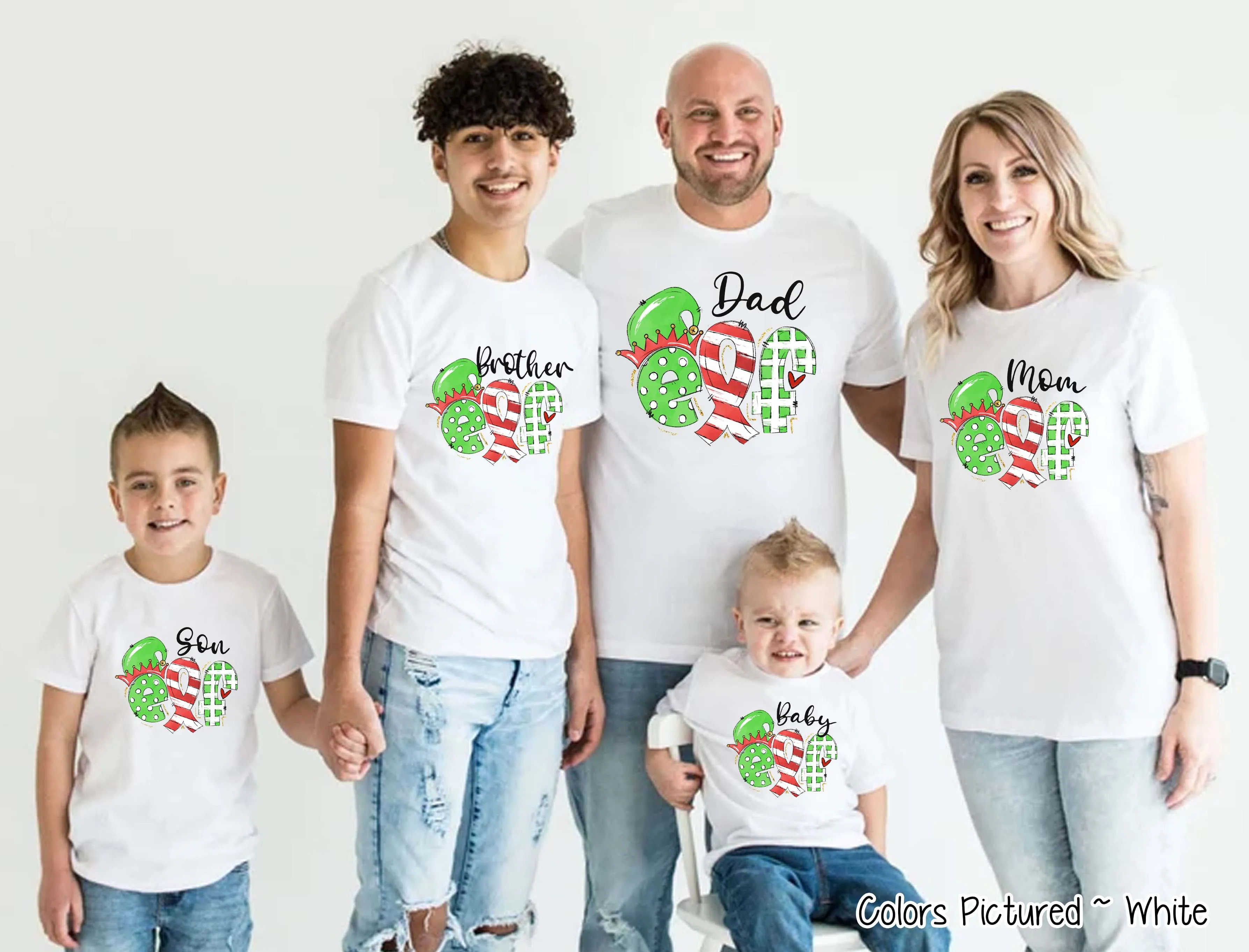 Personalized Family Matching Group Fancy Elf Christmas Tee