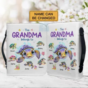 Personalized Grandma Bible Cover - Custom Name Quilted Bible Case with Sea Turtle Design | CHRISTIANARTBAG