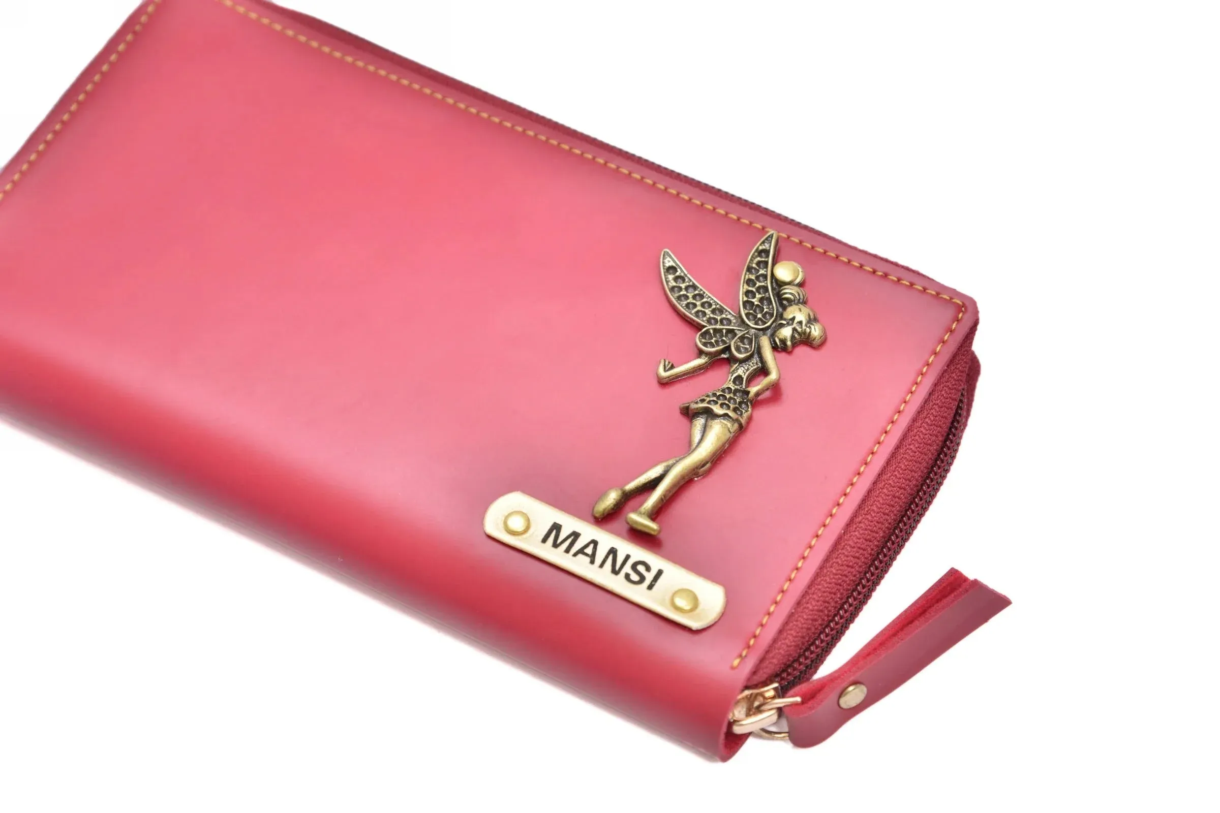 Personalized Women's Minimal Clutch with All-around ZIpper - Wine