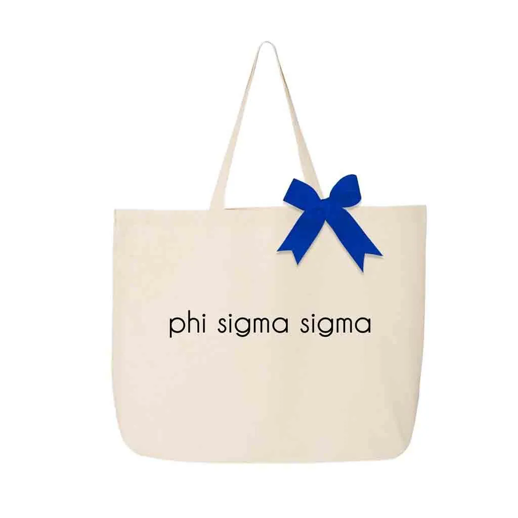 Phi Sigma Sigma Tote Bag with Bow in Sorority Color