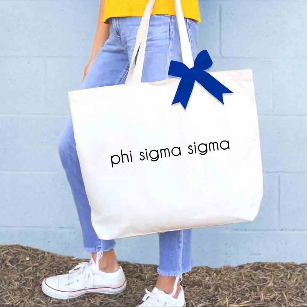 Phi Sigma Sigma Tote Bag with Bow in Sorority Color