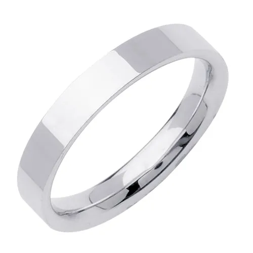 Plain 14K White Gold 5MM Traditional Flat Top Pipe Design Ring Band