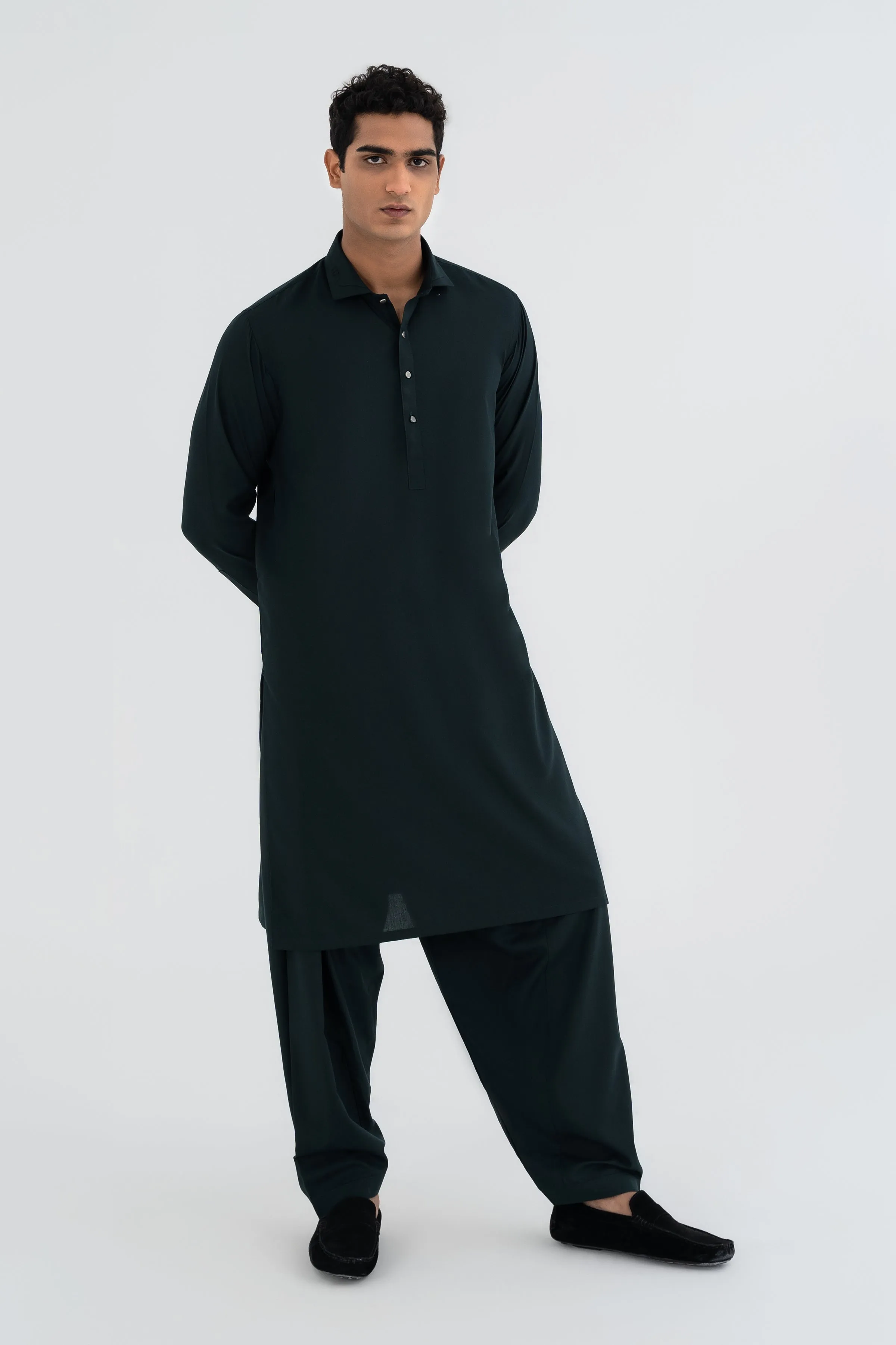 Plain Dark Green Shalwar Kameez