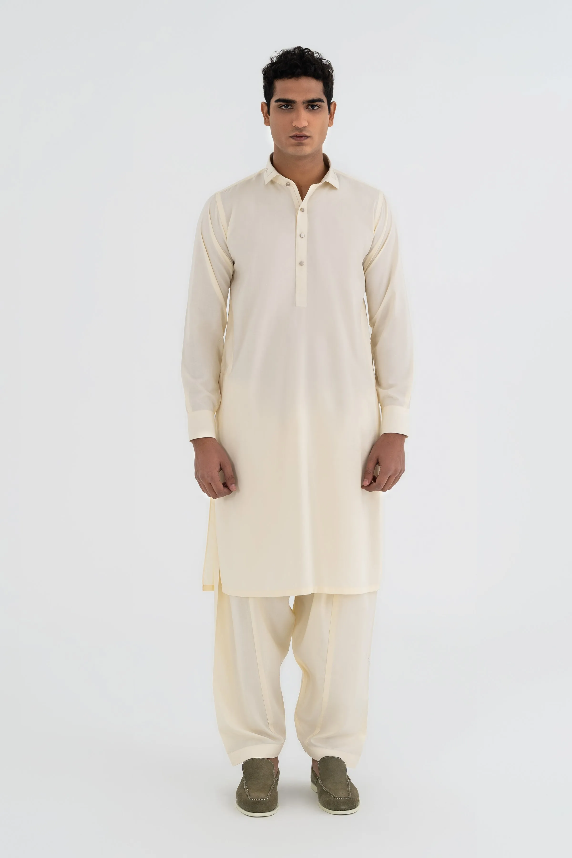 Plain Off White Shalwar Kameez
