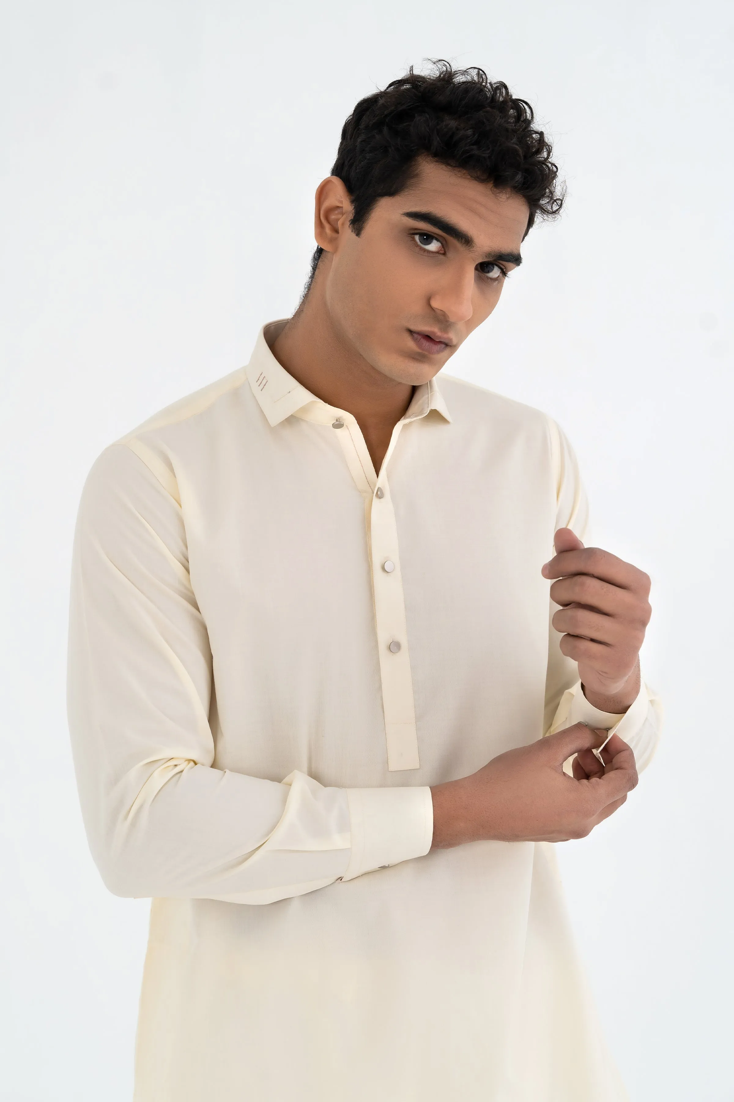 Plain Off White Shalwar Kameez