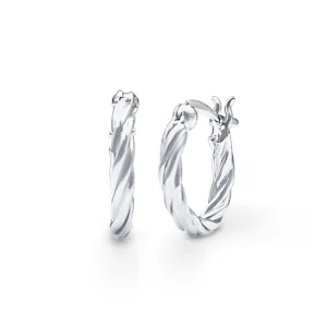 Plain Tight Twist Hoop Earrings in Sterling Silver