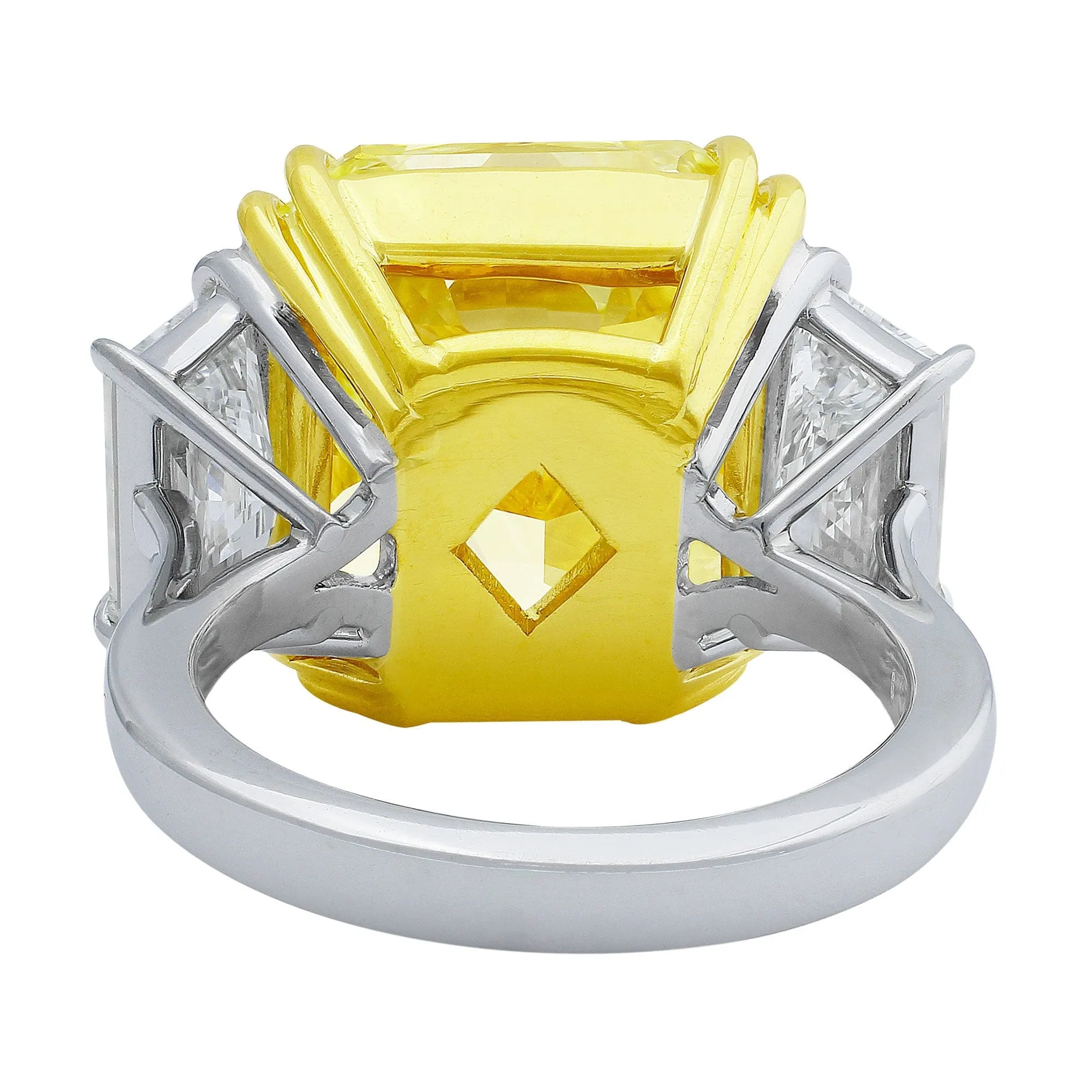 Platinum 15.05ct Fancy Intense Yellow Radiant Diamond Ring