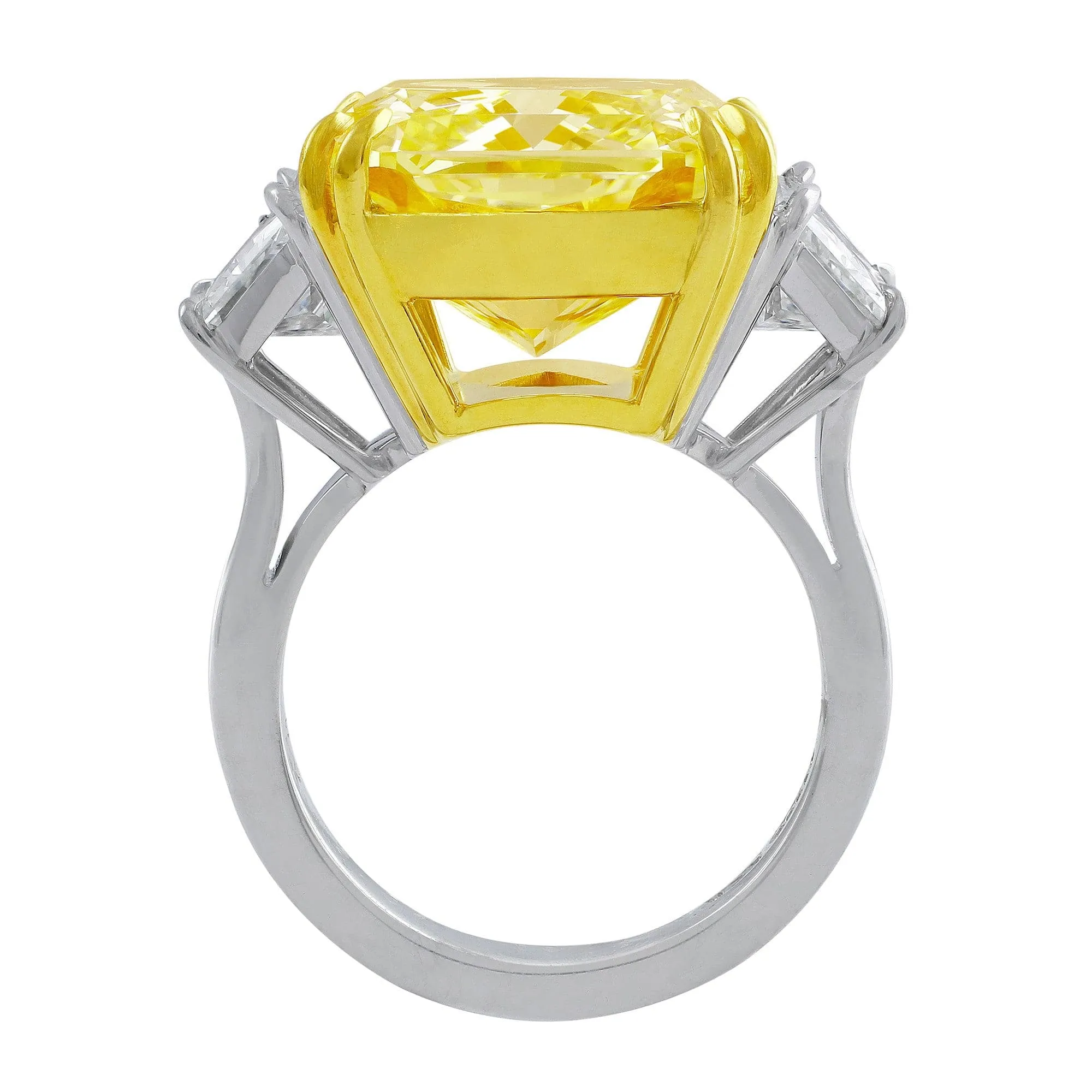 Platinum 15.05ct Fancy Intense Yellow Radiant Diamond Ring