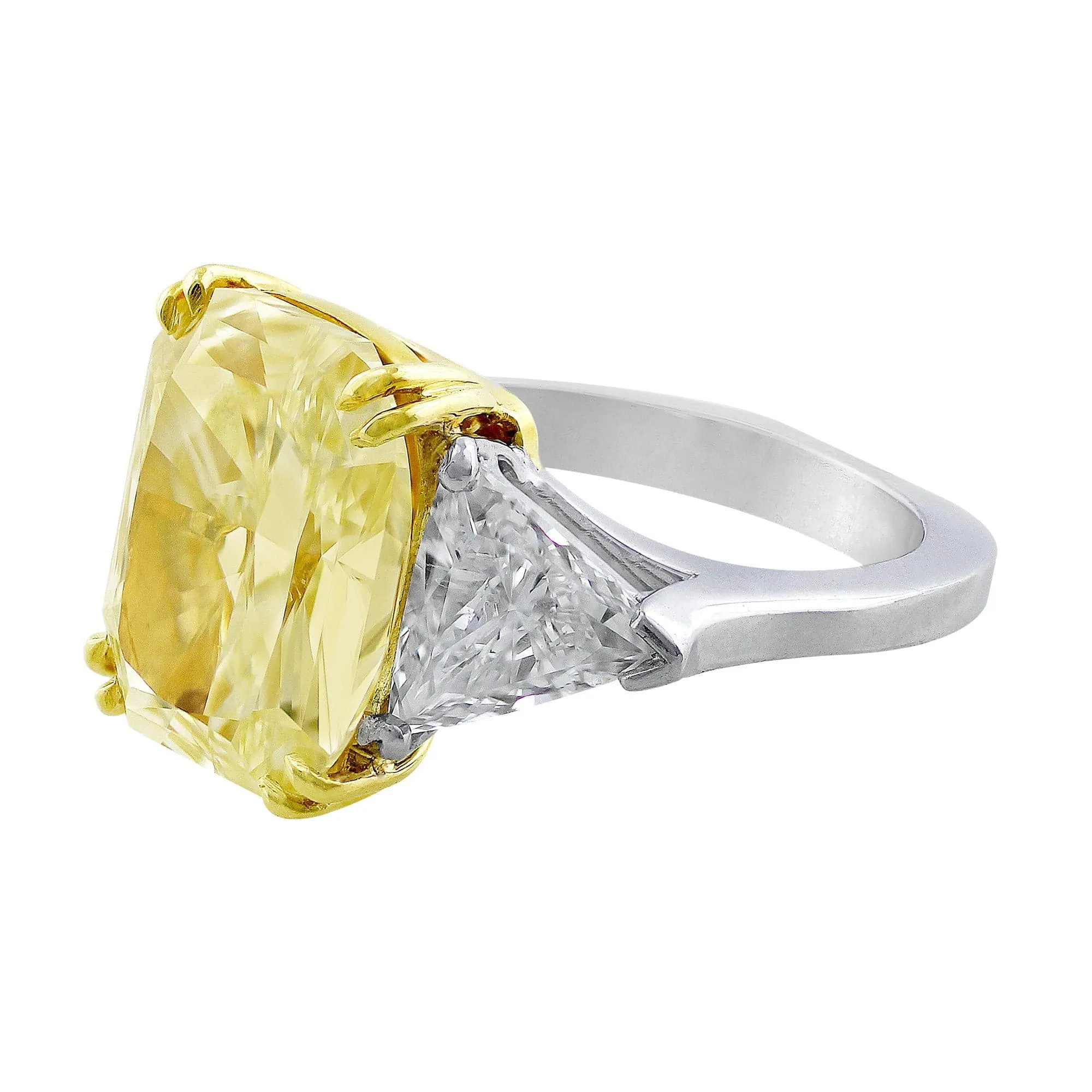 Platinum 18k Gold 7.20ct Fancy Yellow Diamond Ring, GIA Certified