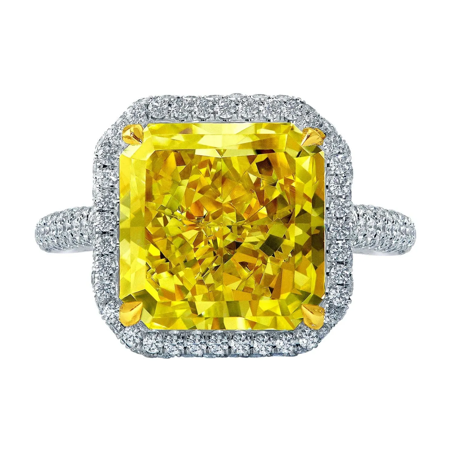Platinum 8.05ct Fancy Yellow Radiant Diamond Ring
