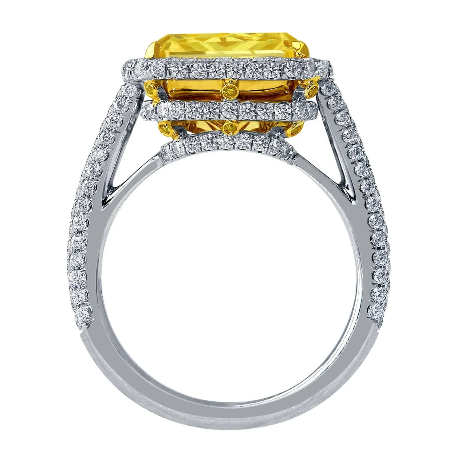 Platinum 8.05ct Fancy Yellow Radiant Diamond Ring