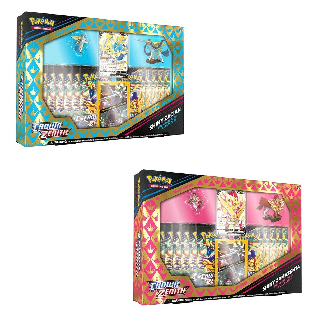 POKEMON TCG Crown Zenith Shiny Zacian and Shiny Zamazenta Figure Boxes (Pair)