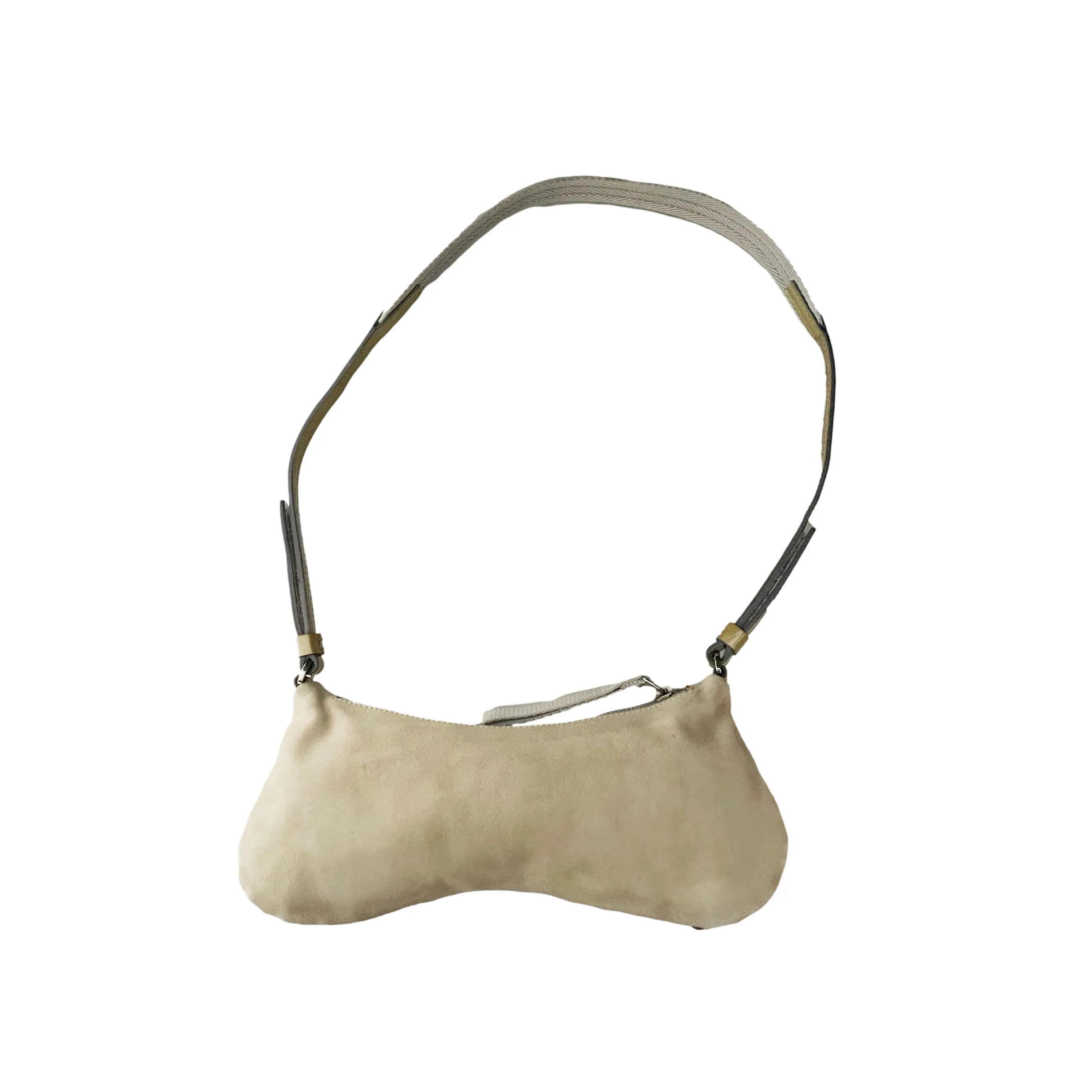 Prada Bone Suede Mixed Media Micro Shoulder Bag
