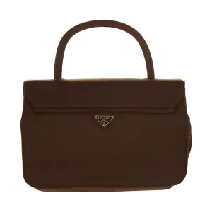 Prada Brown Satin Top Handle Bag