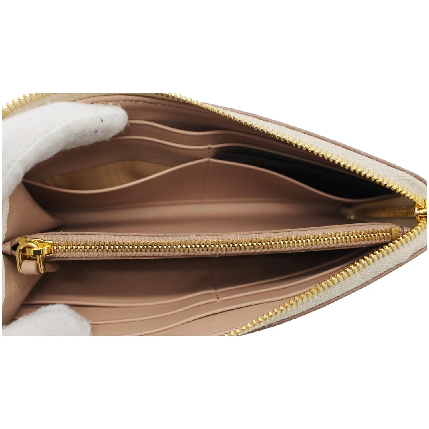PRADA Saffiano Leather Long Wallet White