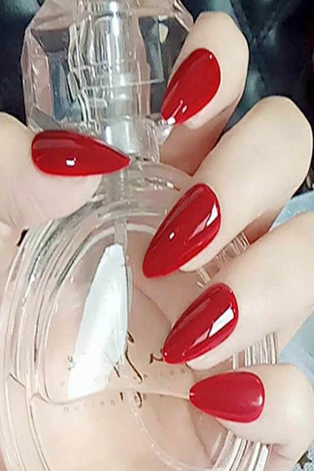 Press On Nails Glossy Stiletto Red Nail Kit
