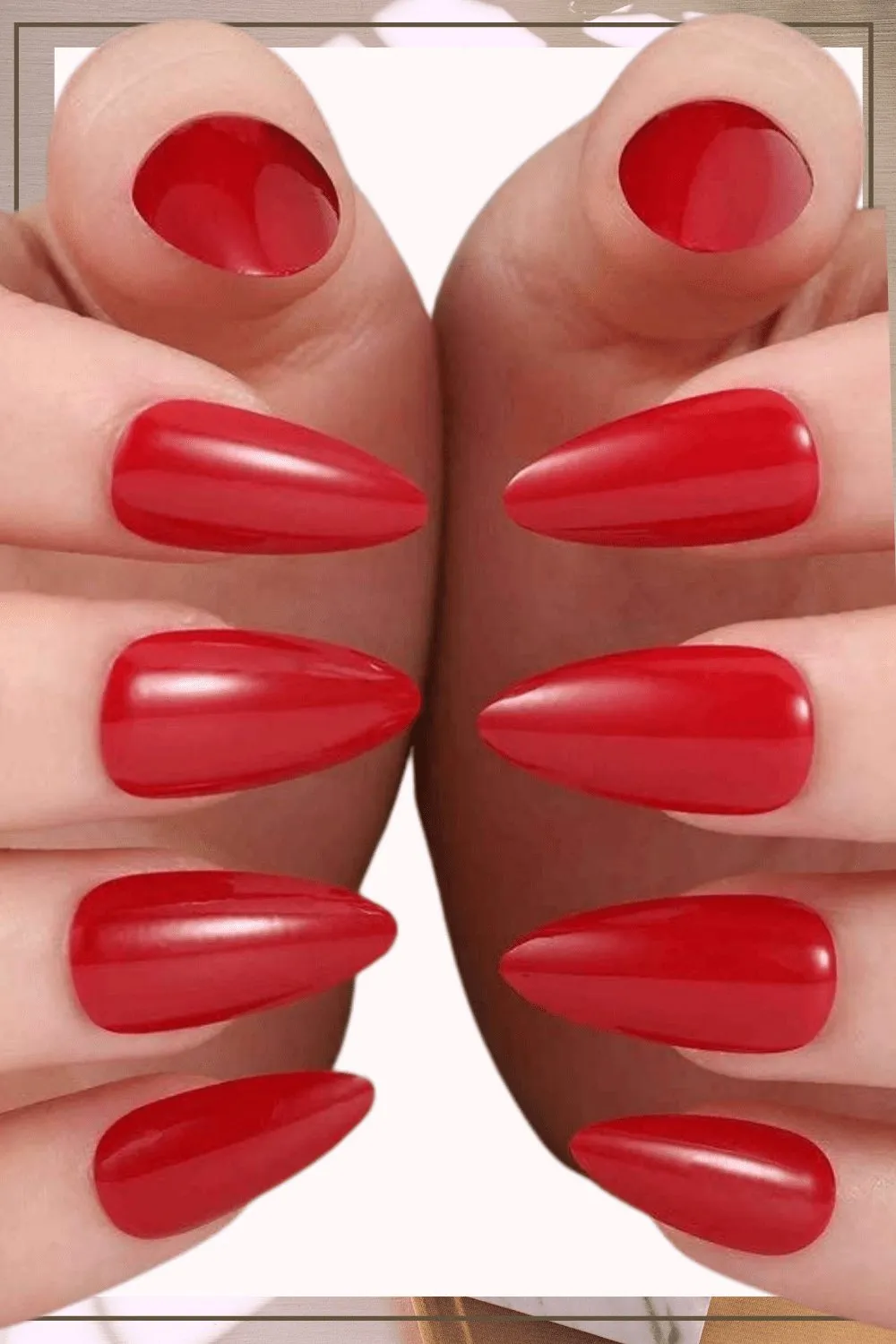Press On Nails Glossy Stiletto Red Nail Kit