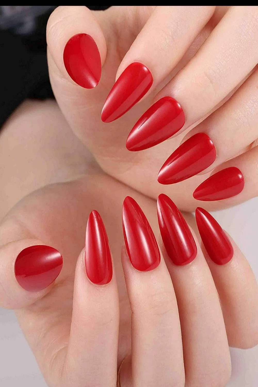 Press On Nails Glossy Stiletto Red Nail Kit