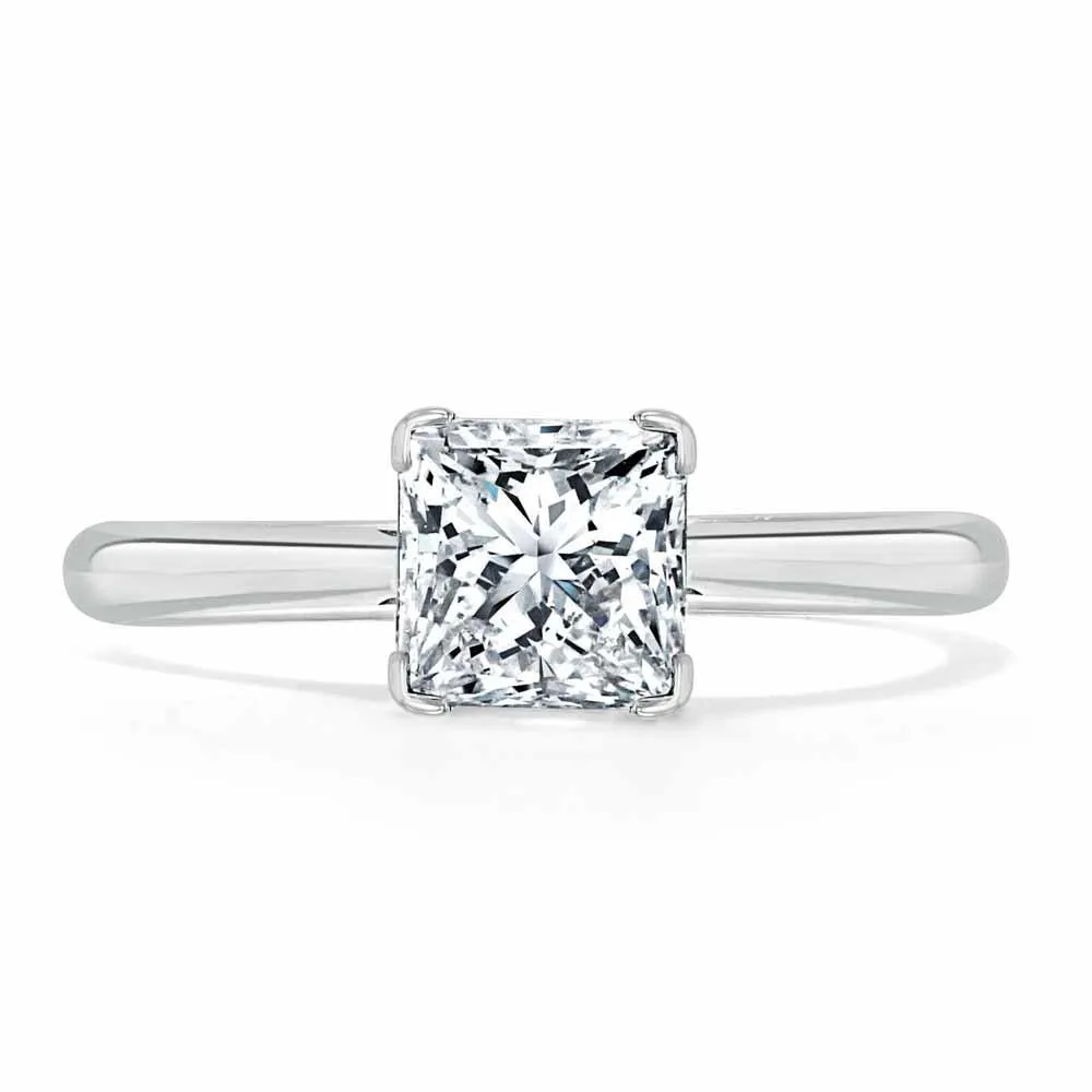 Princess Cut Moissanite Engagement Ring, Classic Style