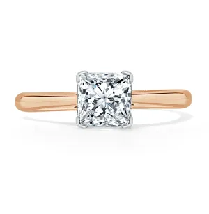 Princess Cut Moissanite Engagement Ring, Classic Style