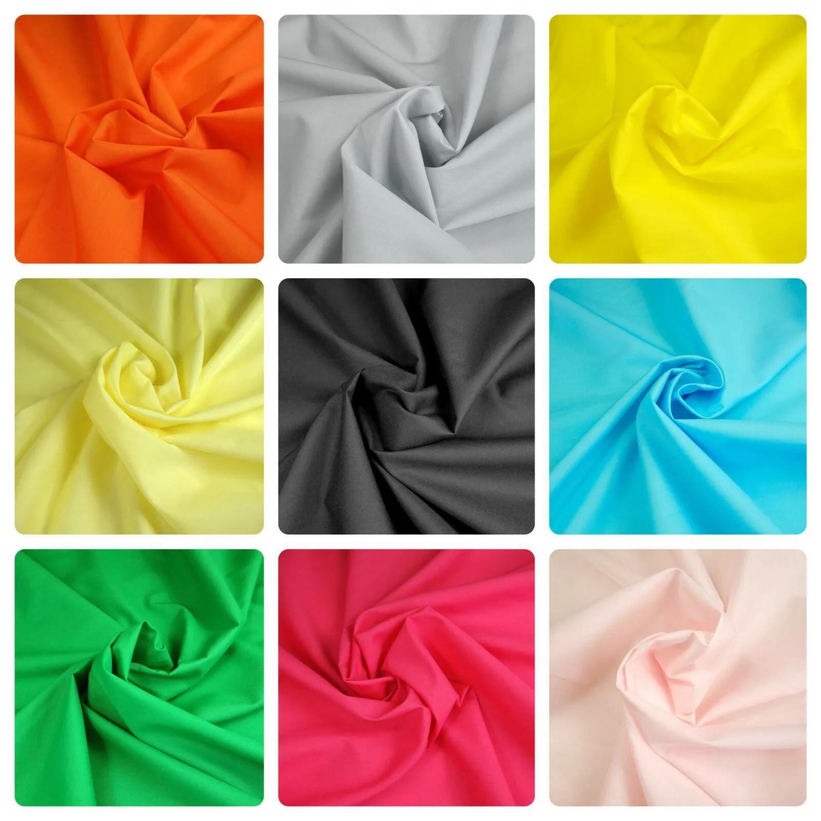 Quality Plain Polycotton Fabric Material 112CM Craft Dressmaking Bunting Per Metre