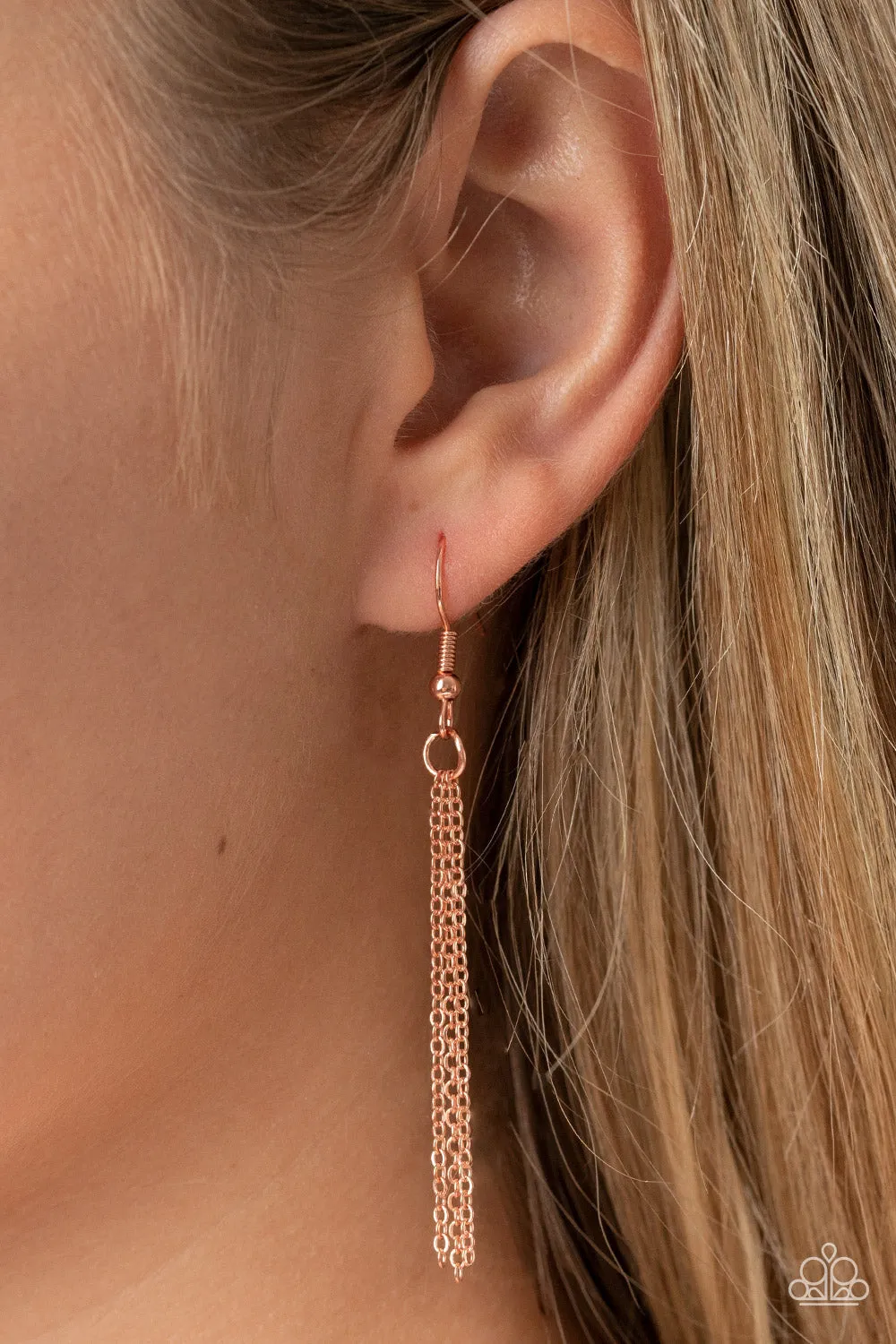 "Interstellar Royal" Copper Metal & Iridescent Elongated Teardrop Necklace Set