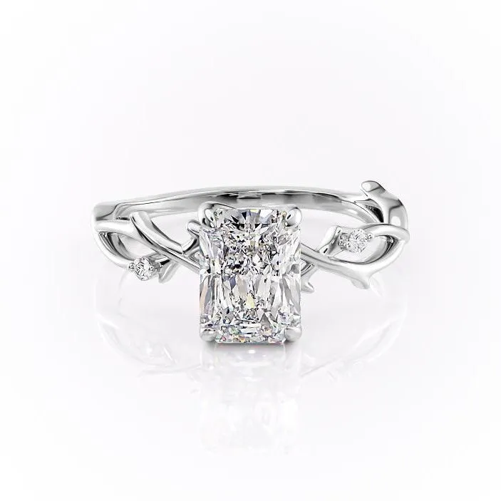 Radiant Cut Moissanite Engagement Ring, Twig Design