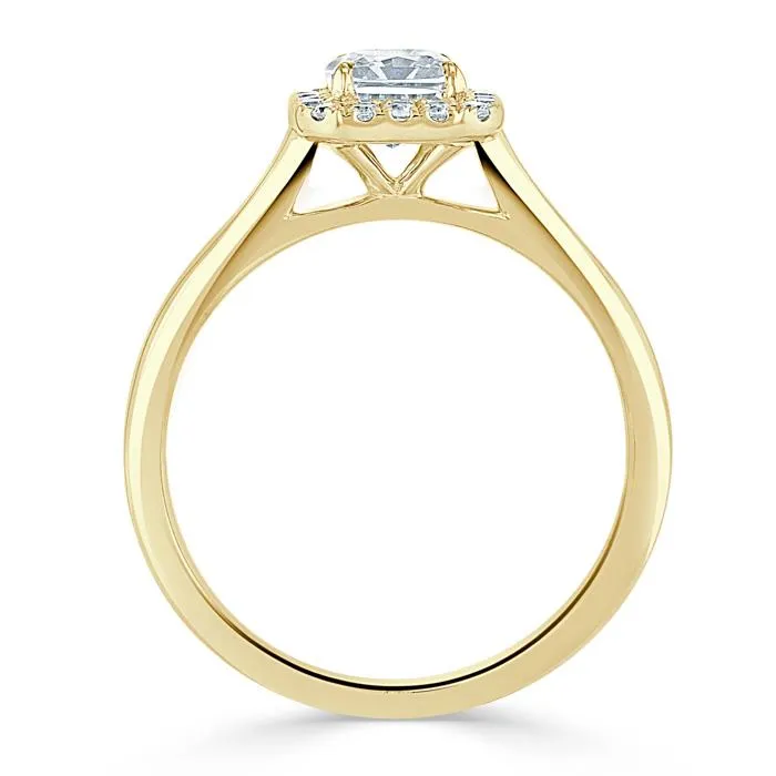 Radiant Cut Moissanite Halo Engagement Ring