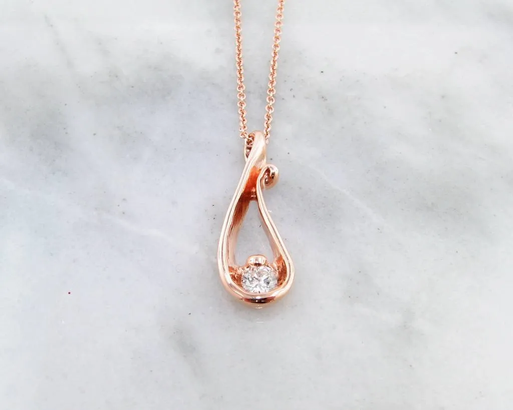 Raindrop Rose Gold and Diamond Necklace