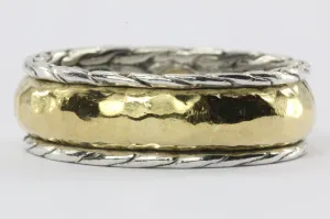 Rare John Hardy Palu 22K Gold & Sterling Silver Mixed Metal Band Ring w/ Box