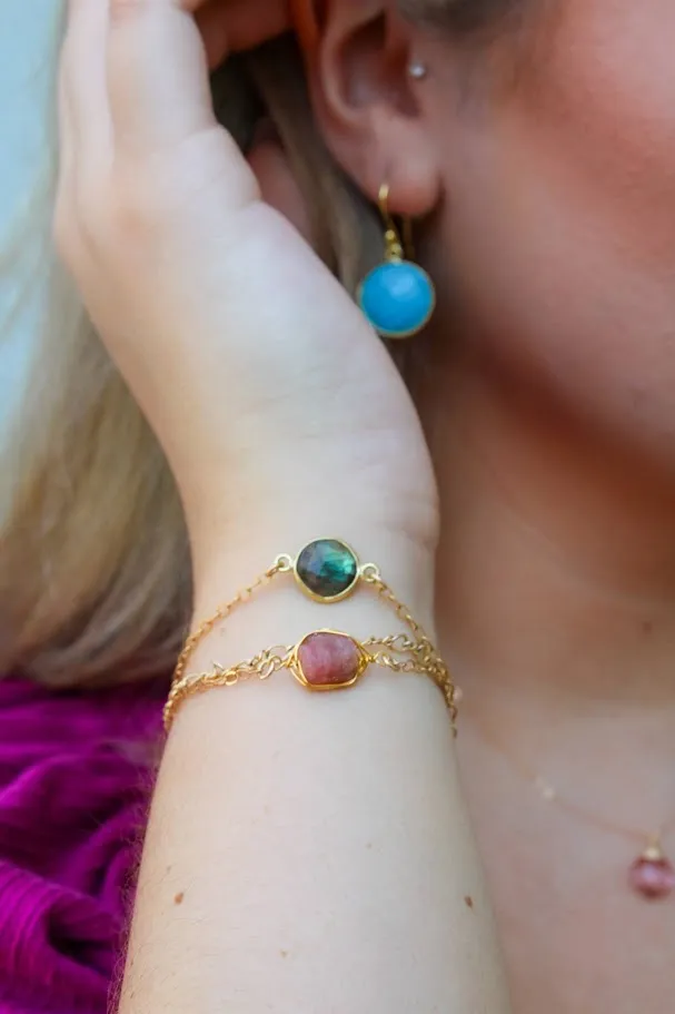Raw Pink Tourmaline Bracelet