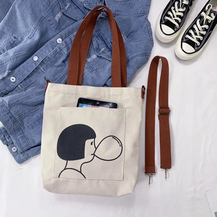 Realaiot Canvas Bag Women Messenger Bag Large Capacity Shopping Bag Versatile Canvas Bag Slung Female Student Women's Handbag
