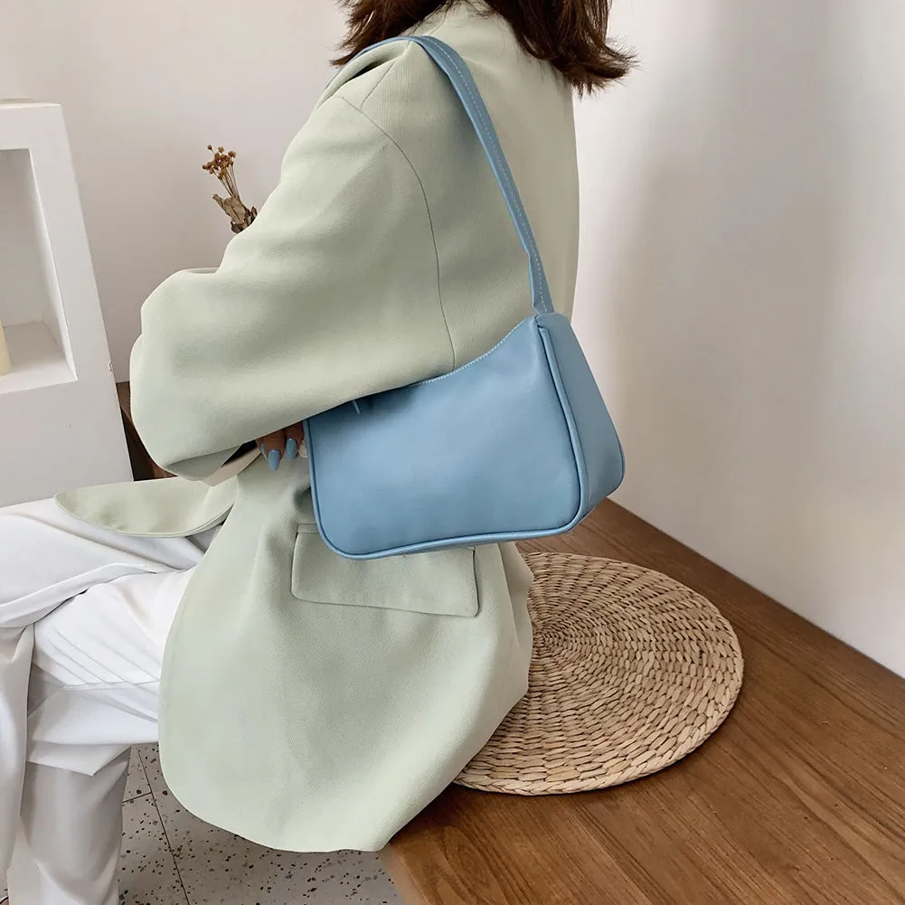 Realaiot Women's Bag Soft PU Leather Women Shoulder Underarm Bag Retro Solid Color Ladies Handbags Fashion Design Girls Small Top-Handle