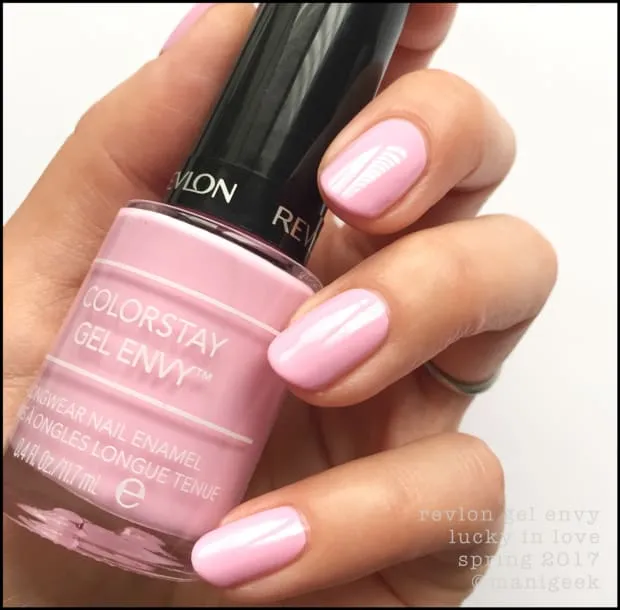 Revlon ColorStay Gel Envy Longwear Nail Polish, with Built-in Base Coat & Glossy Shine Finish, in Pink, 118 Lucky in Love, 0.4 oz
