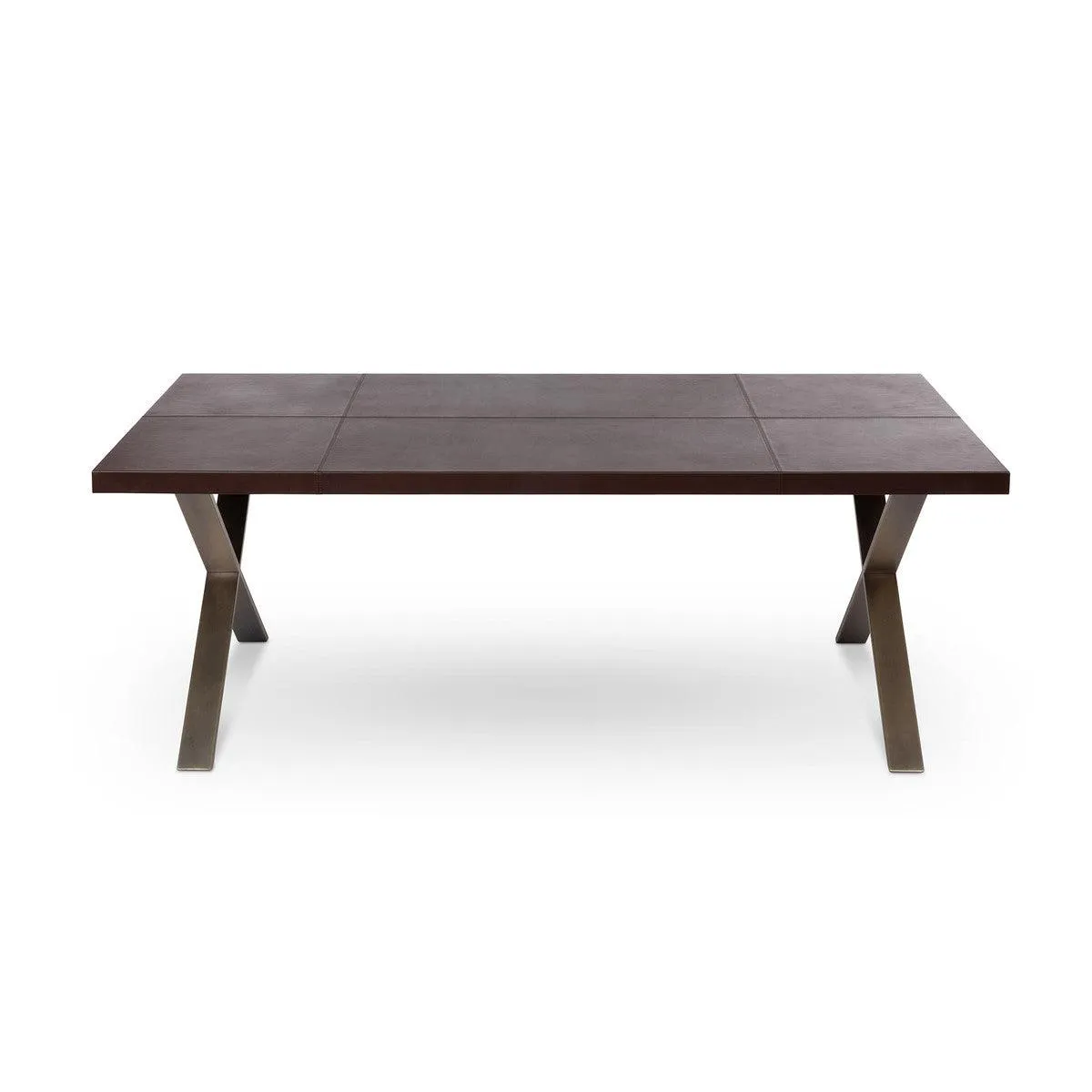 Rhodes Leather and Brass Dining Table