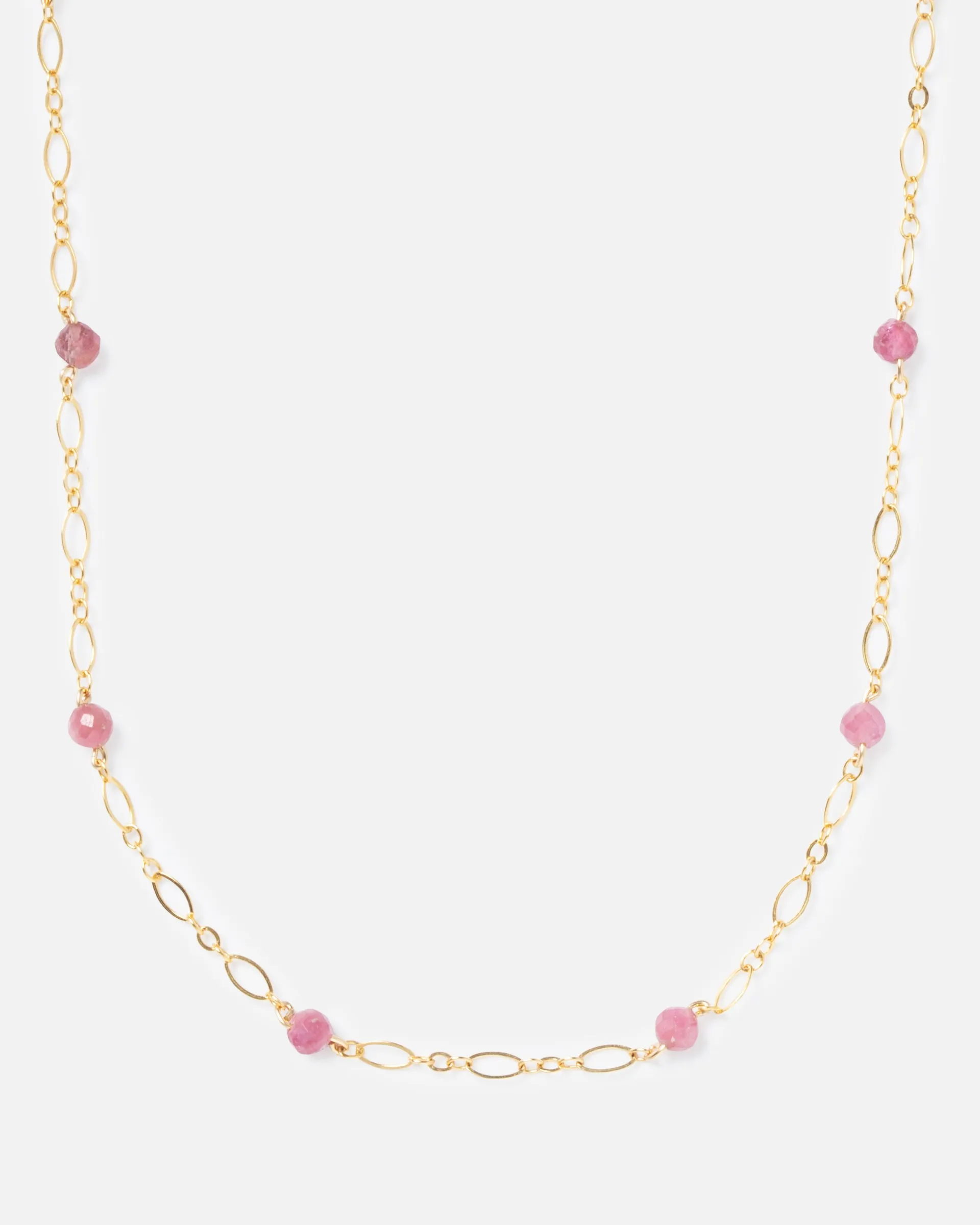 RHODONITE BEADED 14K GOLD FILLED FANCY CHAIN