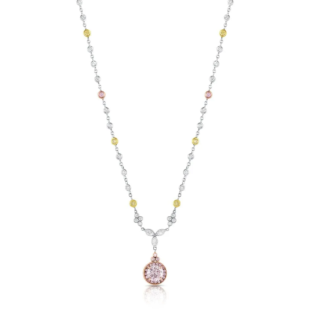 Rivière Platinum 1ct Fancy Light Purplish Pink Necklace