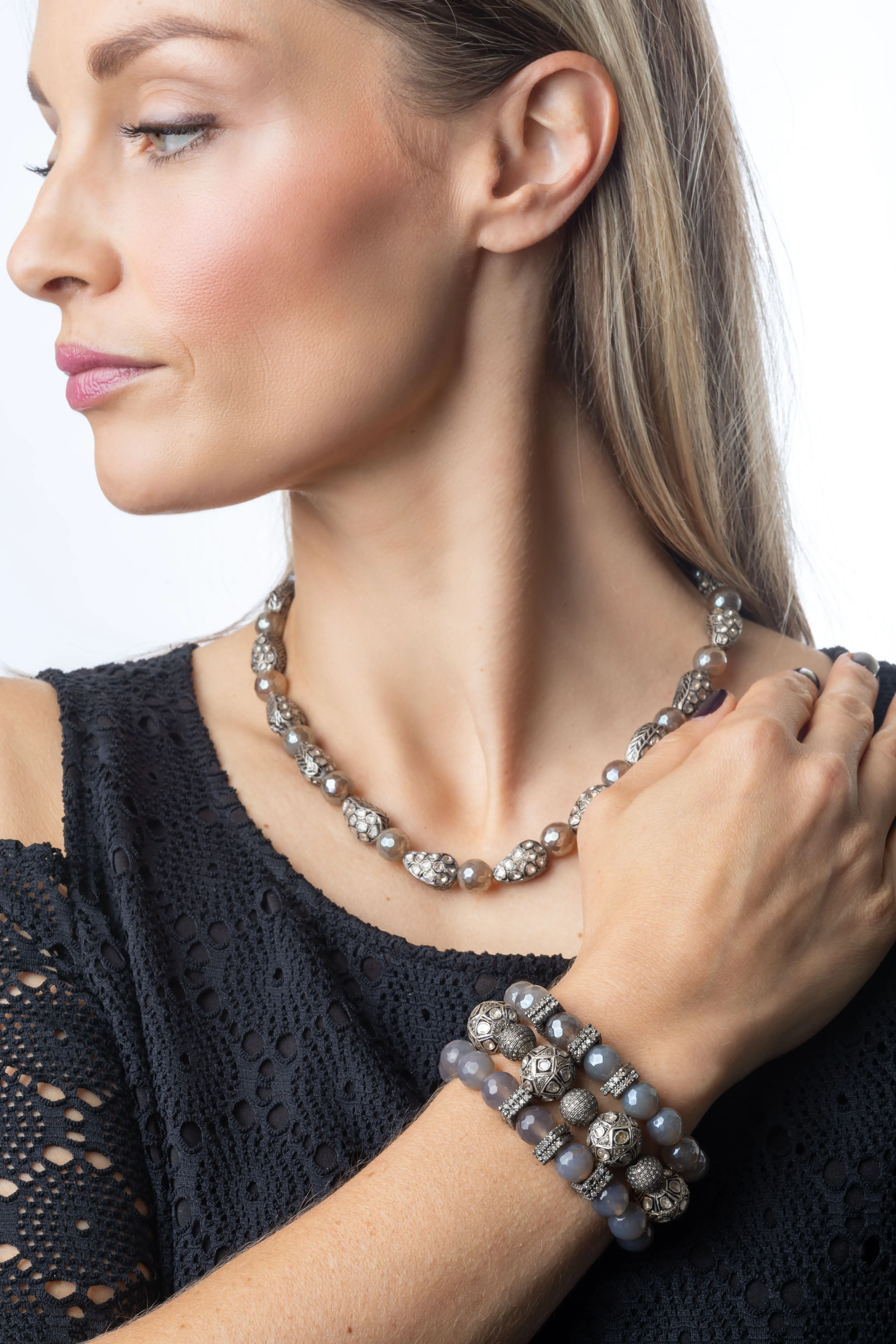 Rose Cut and Pave Diamond All Around Bracelet