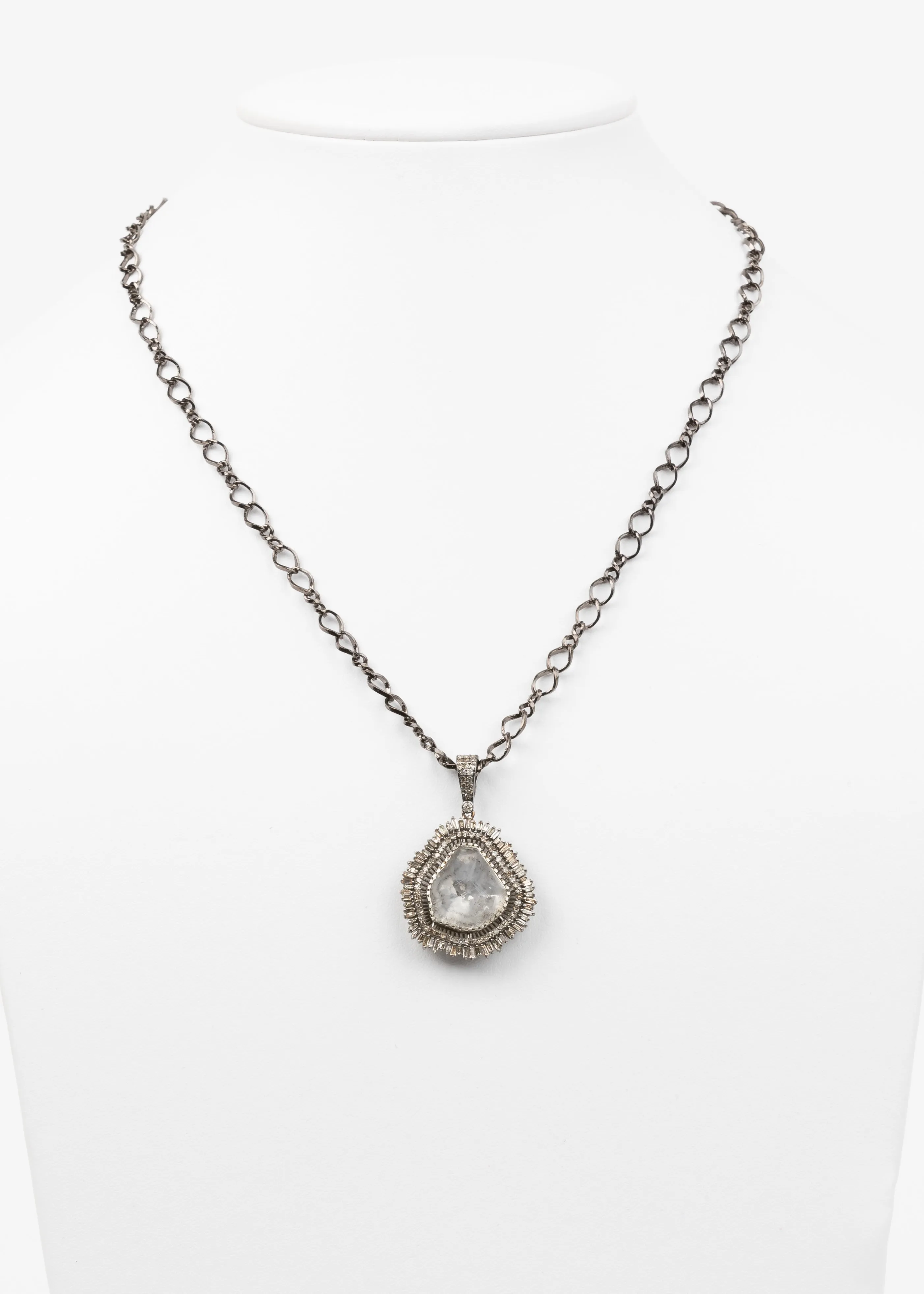 Rose Cut and Pave Diamond Necklace